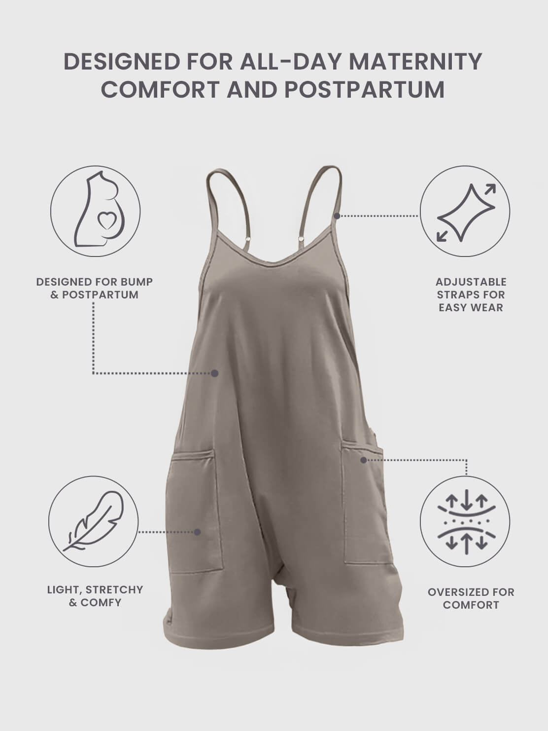 Oversized Jumpsuit Shorts - Maternity & Postpartum