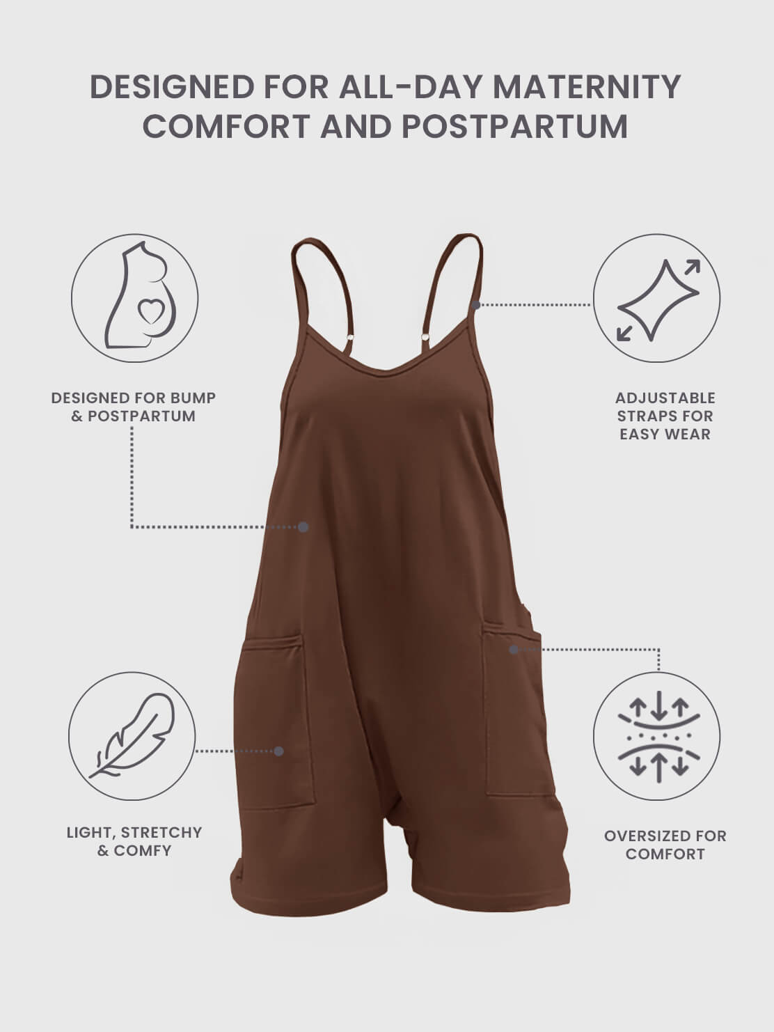 Oversized Jumpsuit Shorts - Maternity & Postpartum