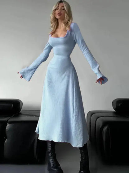 Women's Plain Lace Up Sleeve Dress