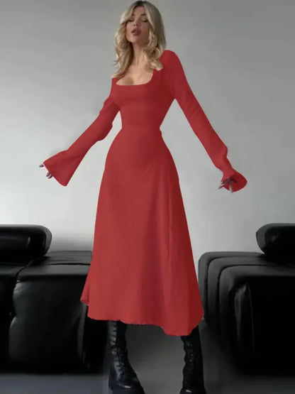 Women's Plain Lace Up Sleeve Dress