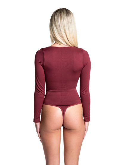 Long Sleeve Thong Bodysuit - HeyShape