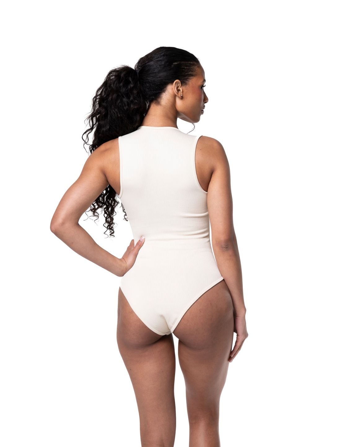 Ribbed Square Neck Shapewear Bodysuit - HeyShape
